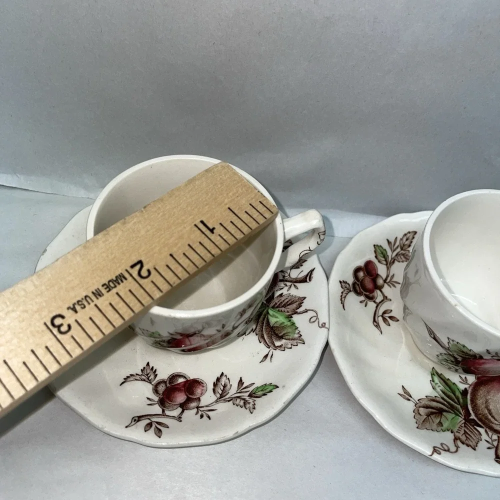 2 DemiTasse Cups & Saucers By Johnson Bros England Harvest Time Very Rare